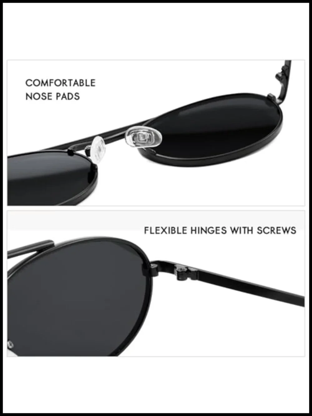 Oval Retro Sunglasses Double Bridge Narrow Vintage Small Polarized UV Protection